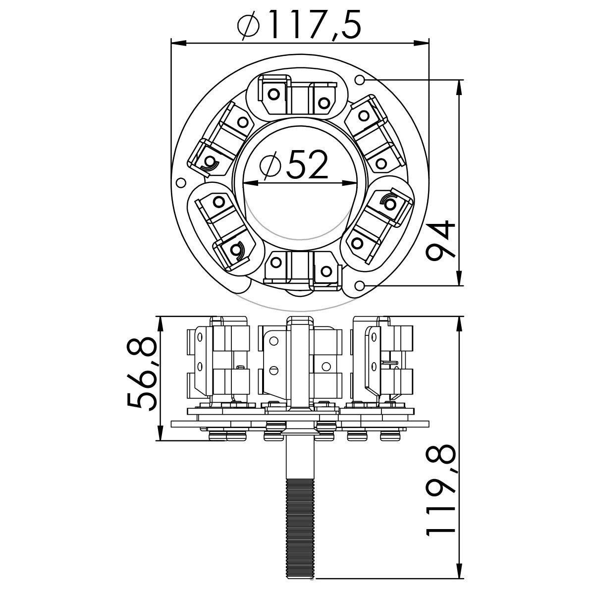 Porta Escovas para Motor de Partida com 6 Escovas - Unifap - 1.188/6 - (3)
