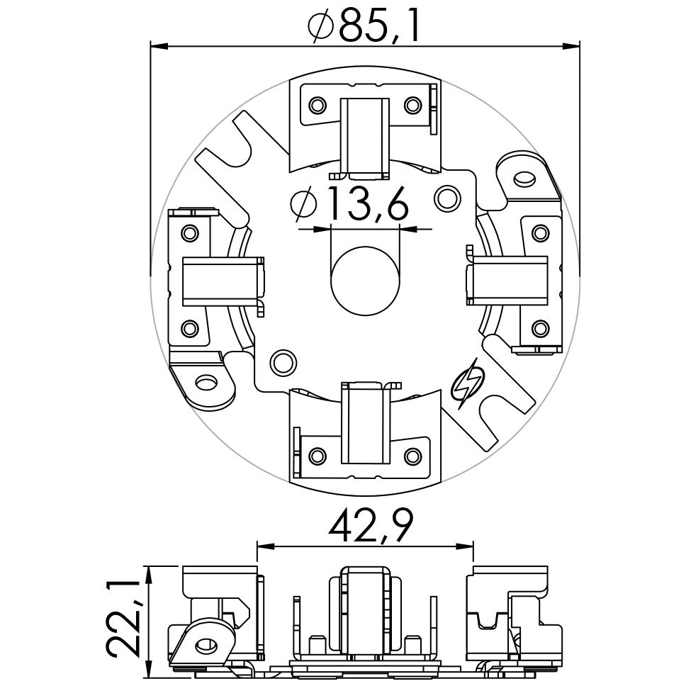 Porta Escovas para Motor de Partida com 4 Escovas - Unifap - 1.198/4 - (3)