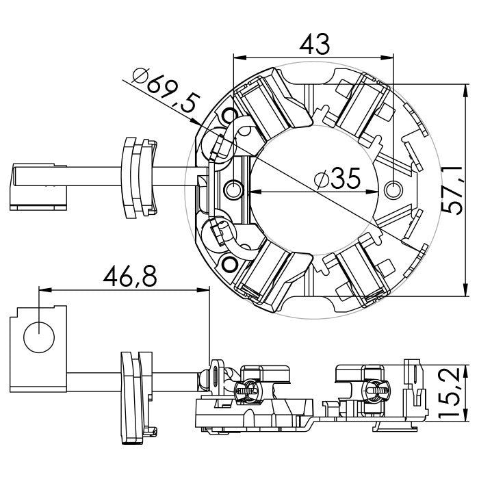Porta Escovas para Motor de Partida com 4 Escovas - Unifap - 1.218/4 - (3)
