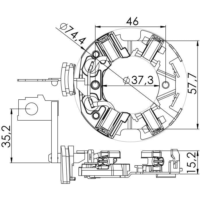 Porta Escovas para Motor de Partida com 4 Escovas - Unifap - 1.219/4 - (3)