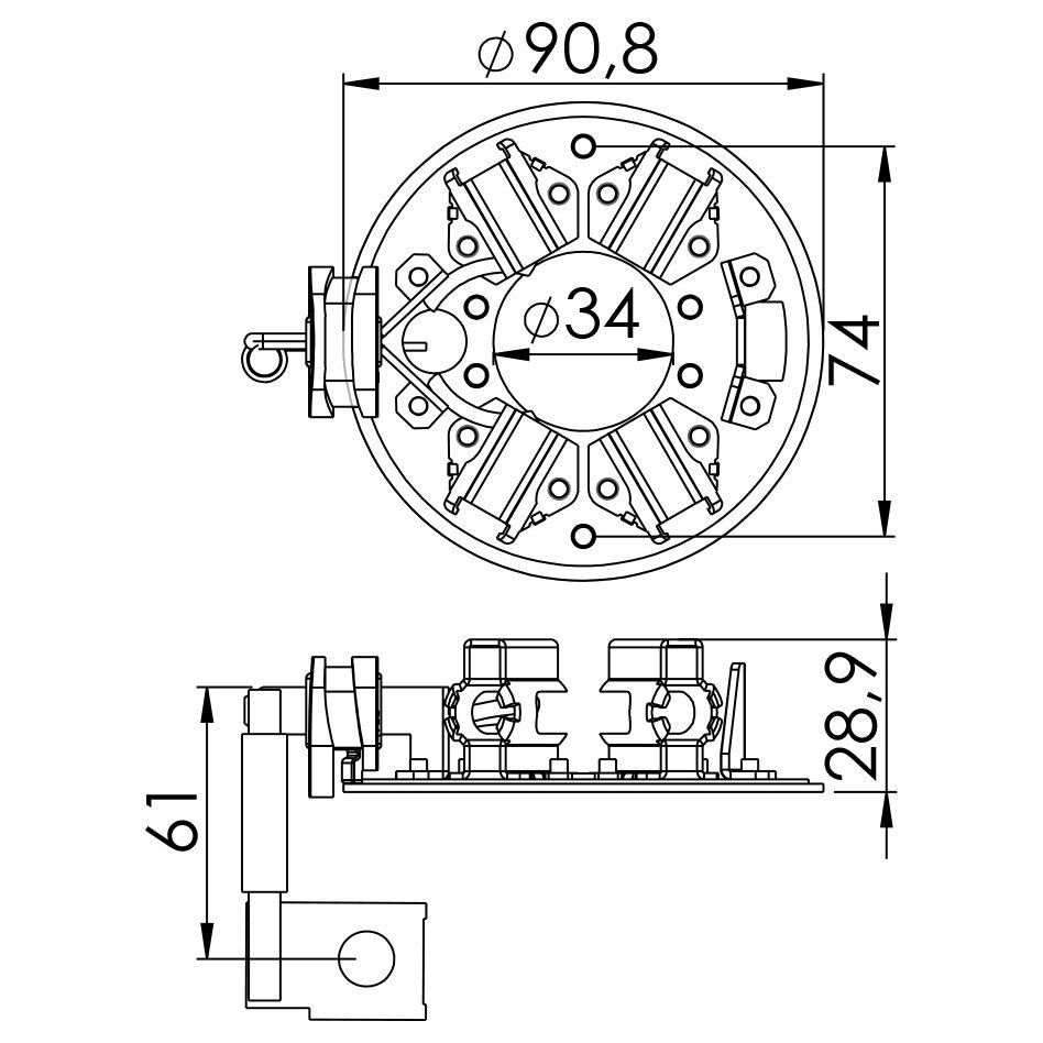Porta Escovas para Motor de Partida com 4 Escovas - Unifap - 1.239/4 - (3)