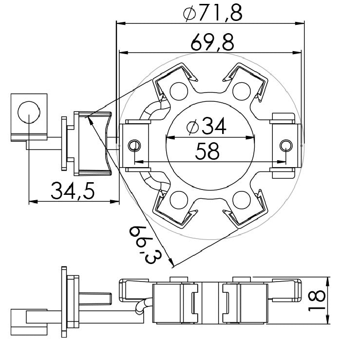 Porta Escovas para Motor de Partida com 4 Escovas - Unifap - 1.230/4 - (3)