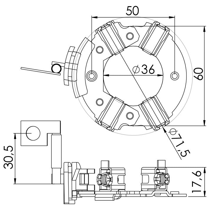 Porta Escovas para Motor de Partida com 4 Escovas - Unifap - 1.258/4 - (3)