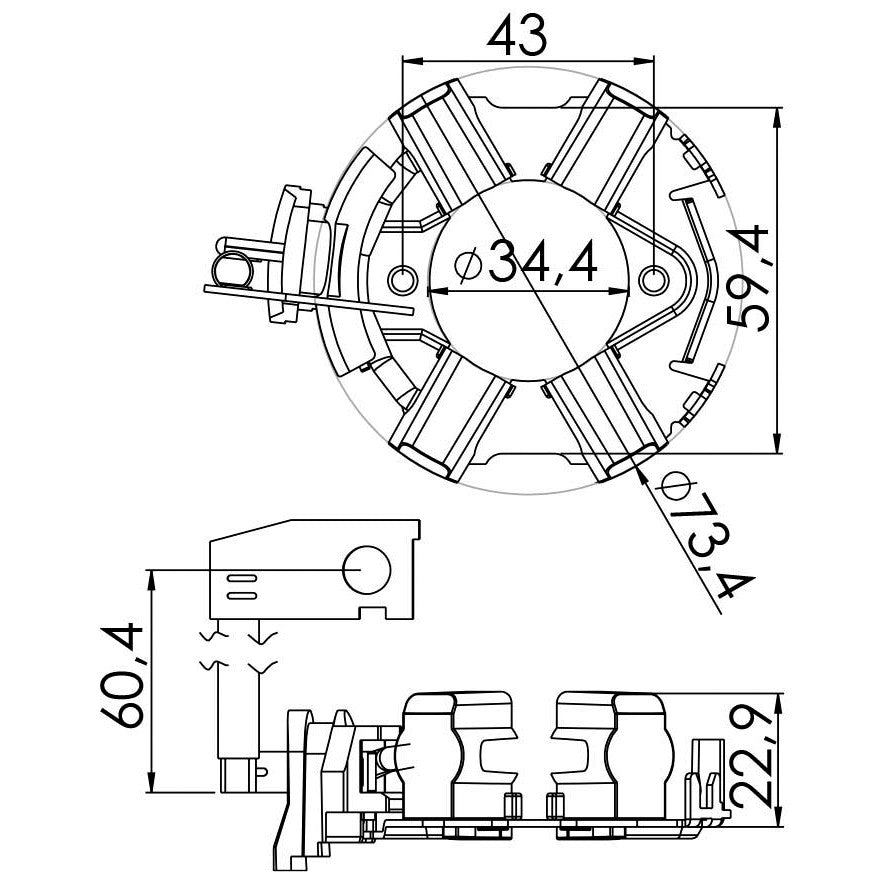 Porta Escovas para Motor de Partida com 4 Escovas - Unifap - 1.263/4 - (3)