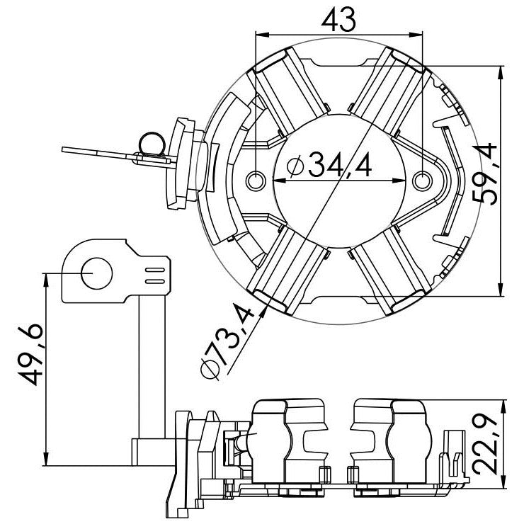 Porta Escovas para Motor de Partida com 4 Escovas - Unifap - 1.265/4 - (3)