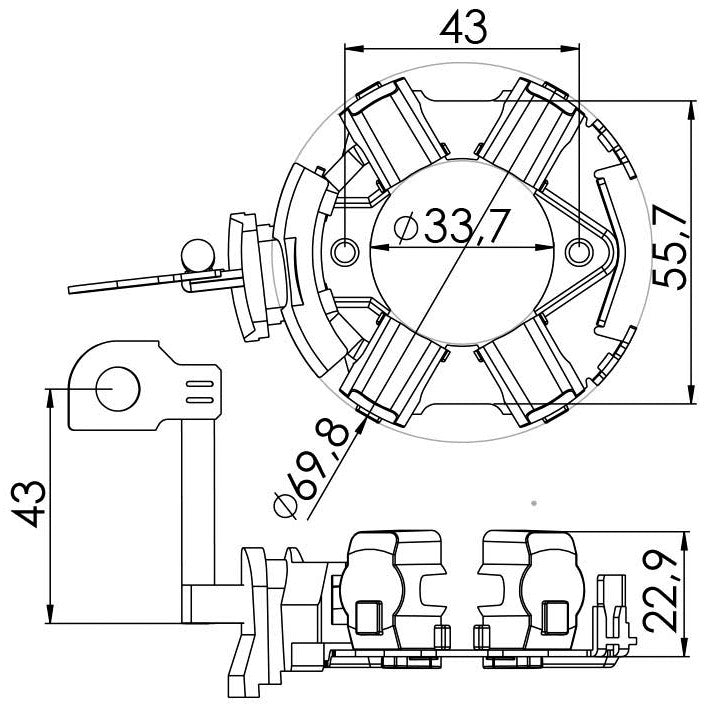 Porta Escovas para Motor de Partida com 4 Escovas - Unifap - 1.268/4 - (3)