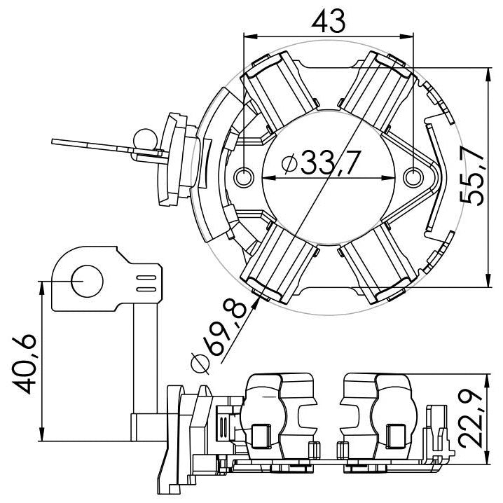 Porta Escovas para Motor de Partida com 4 Escovas - Unifap - 1.270/4 - (3)