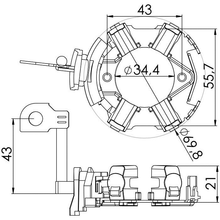 Porta Escovas para Motor de Partida com 4 Escovas - Unifap - 1.279/4 - (3)