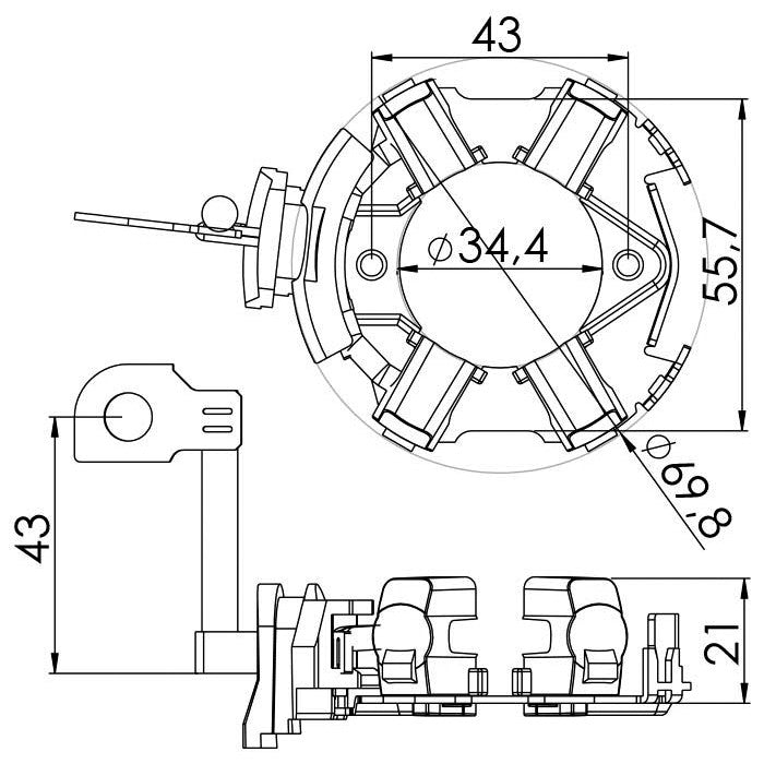 Porta Escovas para Motor de Partida com 4 Escovas - Unifap - 1.281/4 - (3)
