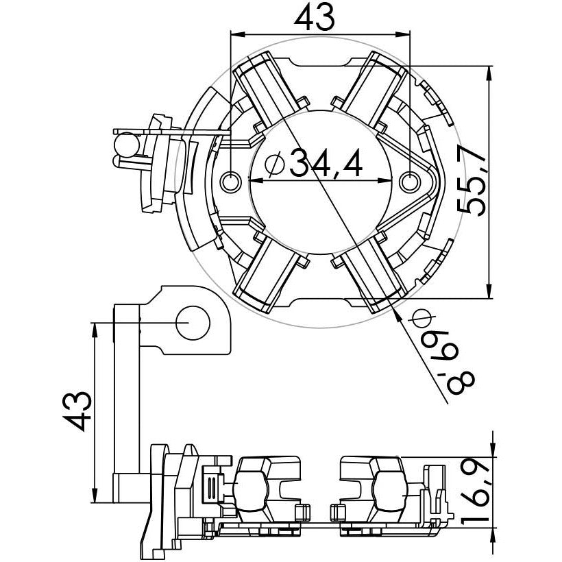 Porta Escovas para Motor de Partida com 4 Escovas - Unifap - 1.283/4 - (3)