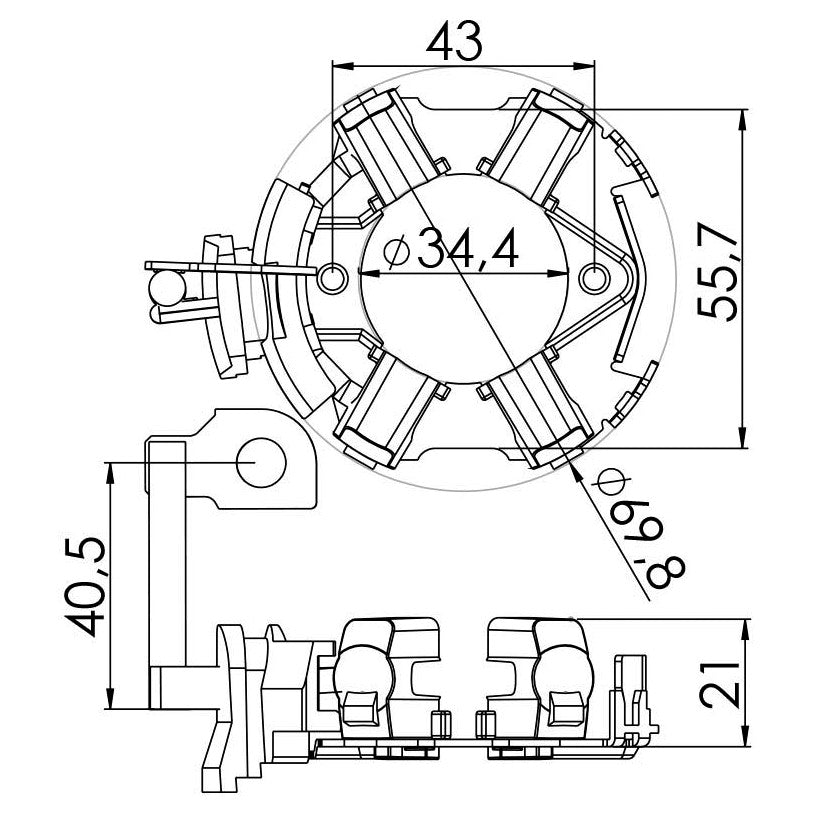 Porta Escovas para Motor de Partida com 4 Escovas - Unifap - 1.282/4 - (3)
