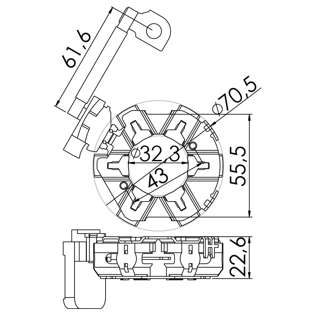 Porta Escovas para Motor de Partida com 6 Escovas - Unifap - 1.293/6 - (3)