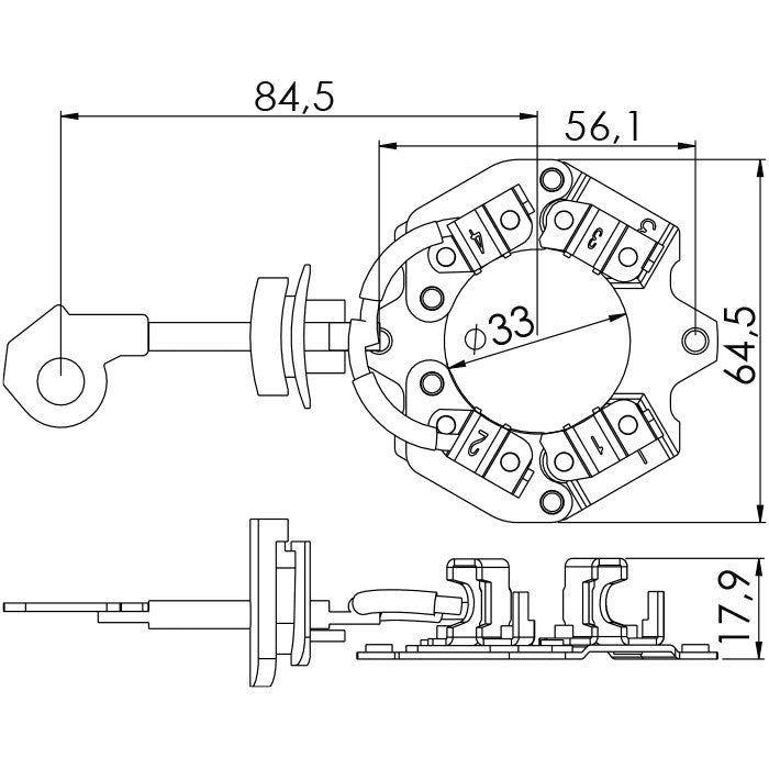 Porta Escovas para Motor de Partida com 4 Escovas - Unifap - 1.323/4 - (3)