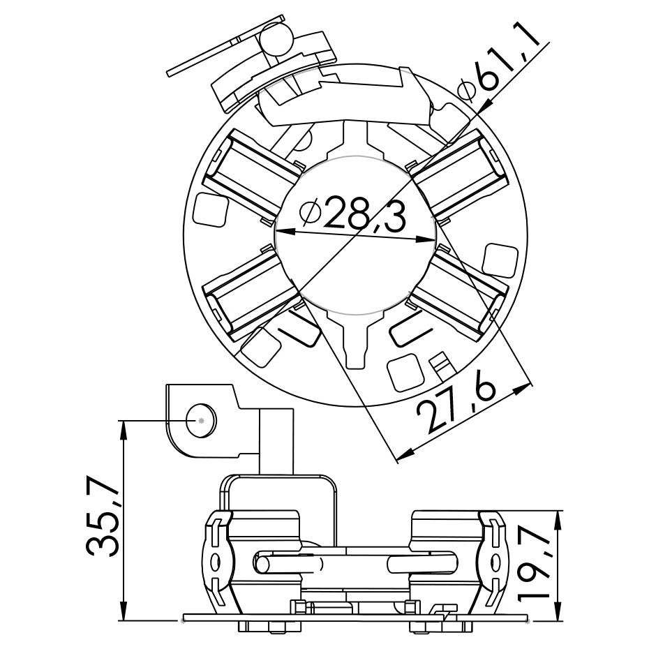 Porta Escovas para Motor de Partida com 4 Escovas - Unifap - 1.333/4 - (3)