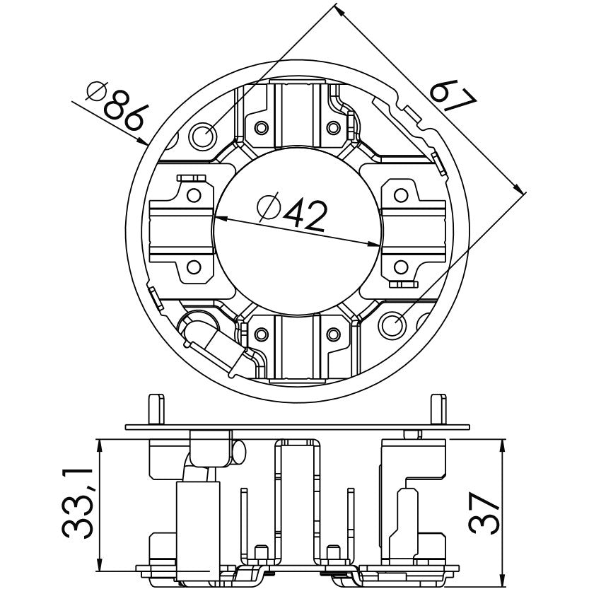 Porta Escovas para Motor de Partida com 4 Escovas - Unifap - 1.337/4 - (3)