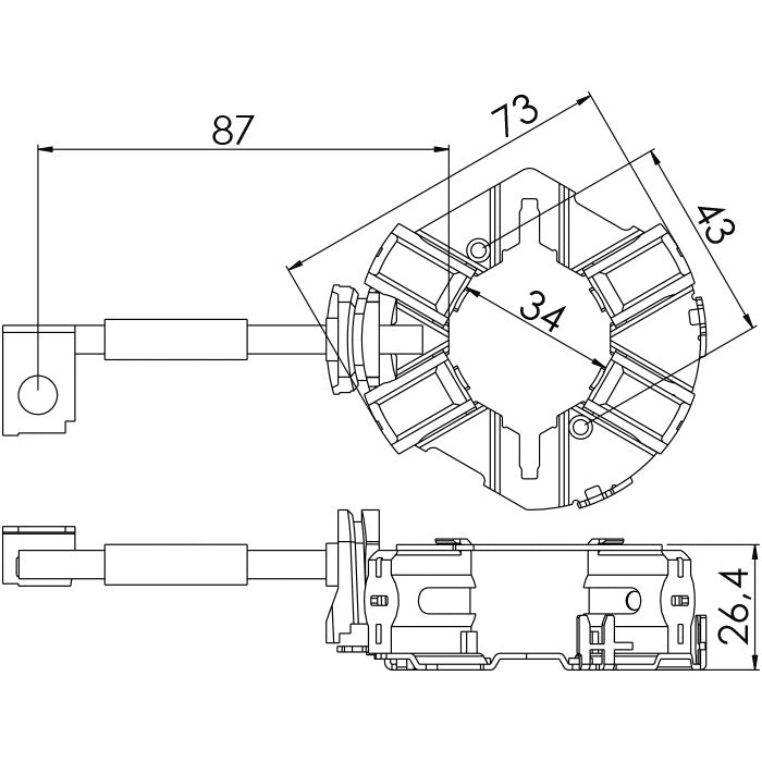 Porta Escovas para Motor de Partida com 4 Escovas - Unifap - 1.343/4 - (3)