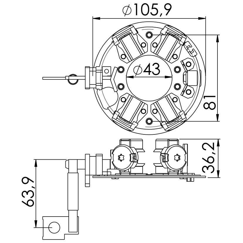 Porta Escovas para Motor de Partida com 4 Escovas - Unifap - 1.345/4 - (3)