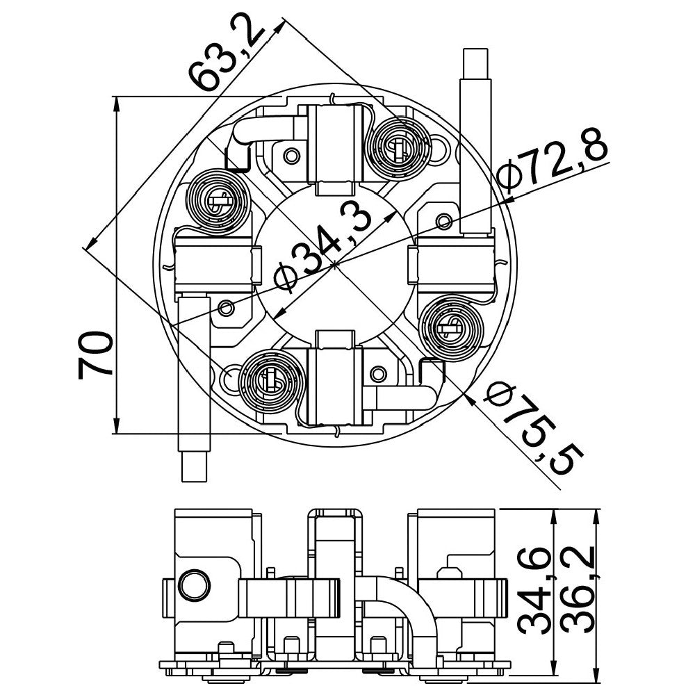 Porta Escovas para Motor de Partida com 4 Escovas - Unifap - 1.361/4 - (3)