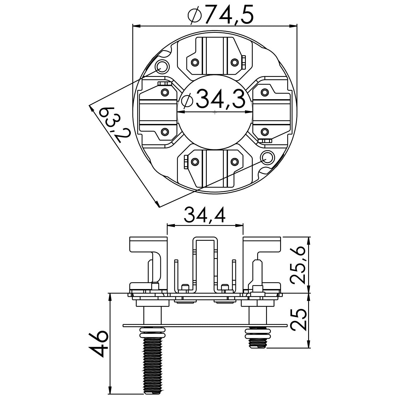 Porta Escovas para Motor de Partida com 4 Escovas - Unifap - 1.360/4 - (3)