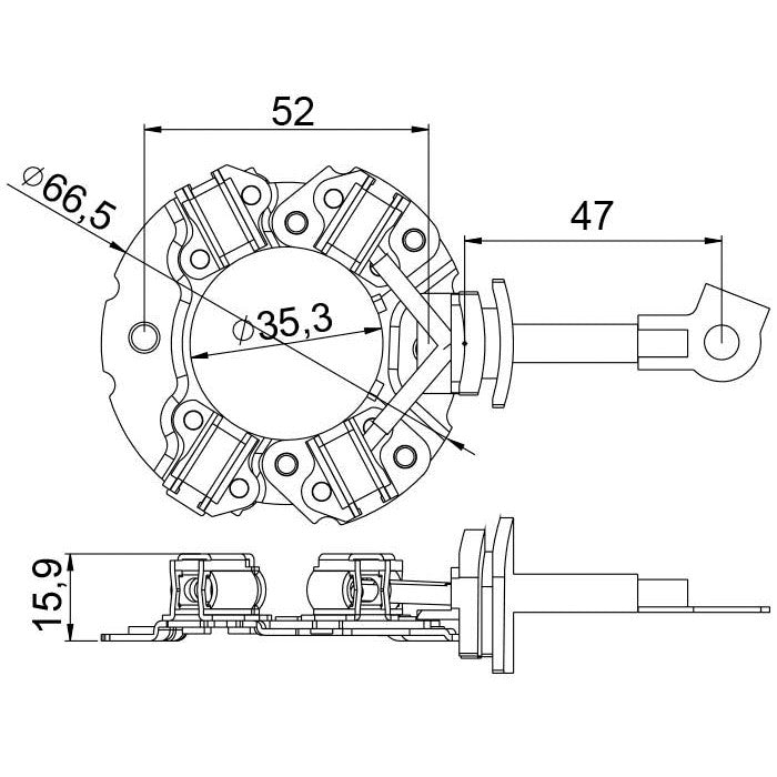 Porta Escovas para Motor de Partida com 4 Escovas - Unifap - 1.364/4 - (3)