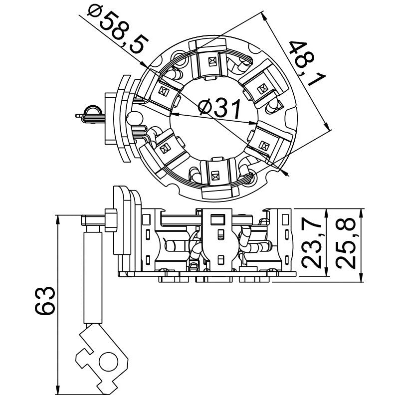 Porta Escovas para Motor de Partida com 6 Escovas - Unifap - 1.373/6 - (3)