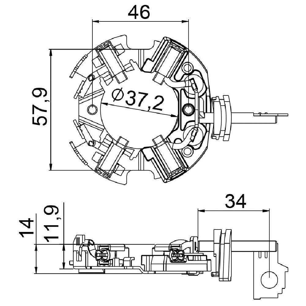 Porta Escovas para Motor de Partida com 4 Escovas - Unifap - 1.375/4 - (3)