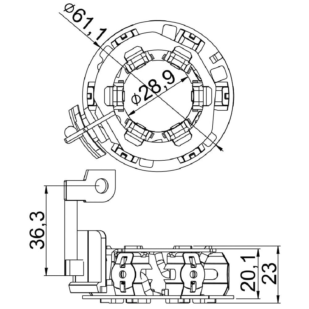 Porta Escovas para Motor de Partida com 6 Escovas - Unifap - 1.381/6 - (3)