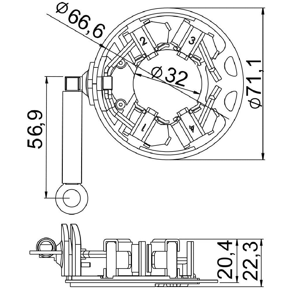 Porta Escovas para Motor de Partida com 4 Escovas - Unifap - 1.379/4 - (3)