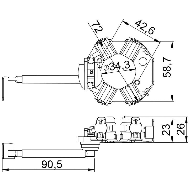 Porta Escovas para Motor de Partida com 4 Escovas - Unifap - 1.380/4 - (3)