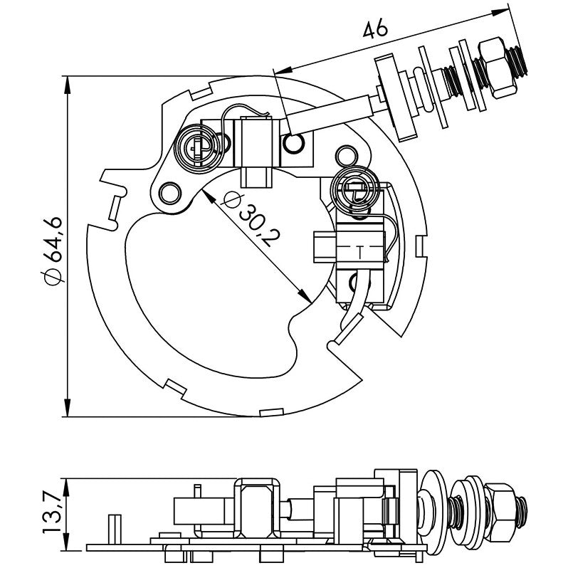 Porta Escovas para Motor de Partida com 2 Escovas - Unifap - 9.901/2 - (3)