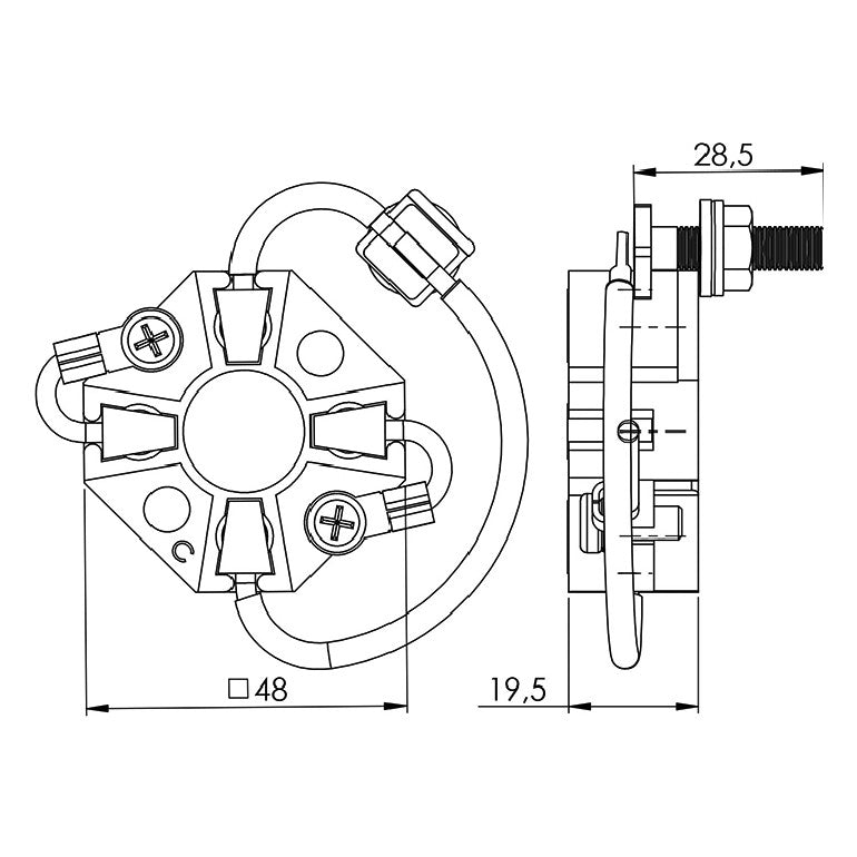 Porta Escovas para Motor de Partida com 4 Escovas - Unifap - 9.908/4 - (3)