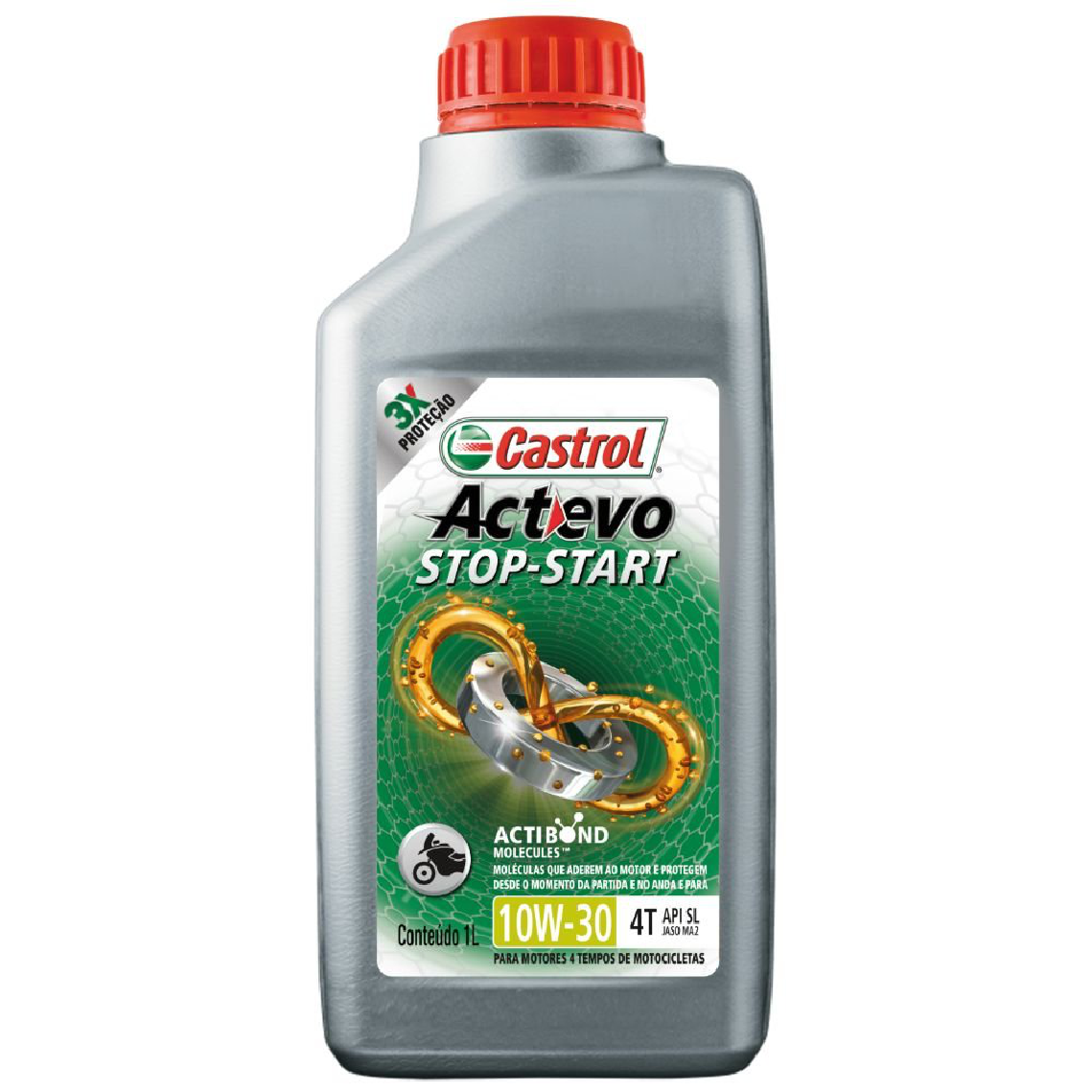 Óleo de Motor para Moto Actevo Stop-Start 4T 10W30 API SL Semissintético 1L - Castrol - 3430728 - (1)