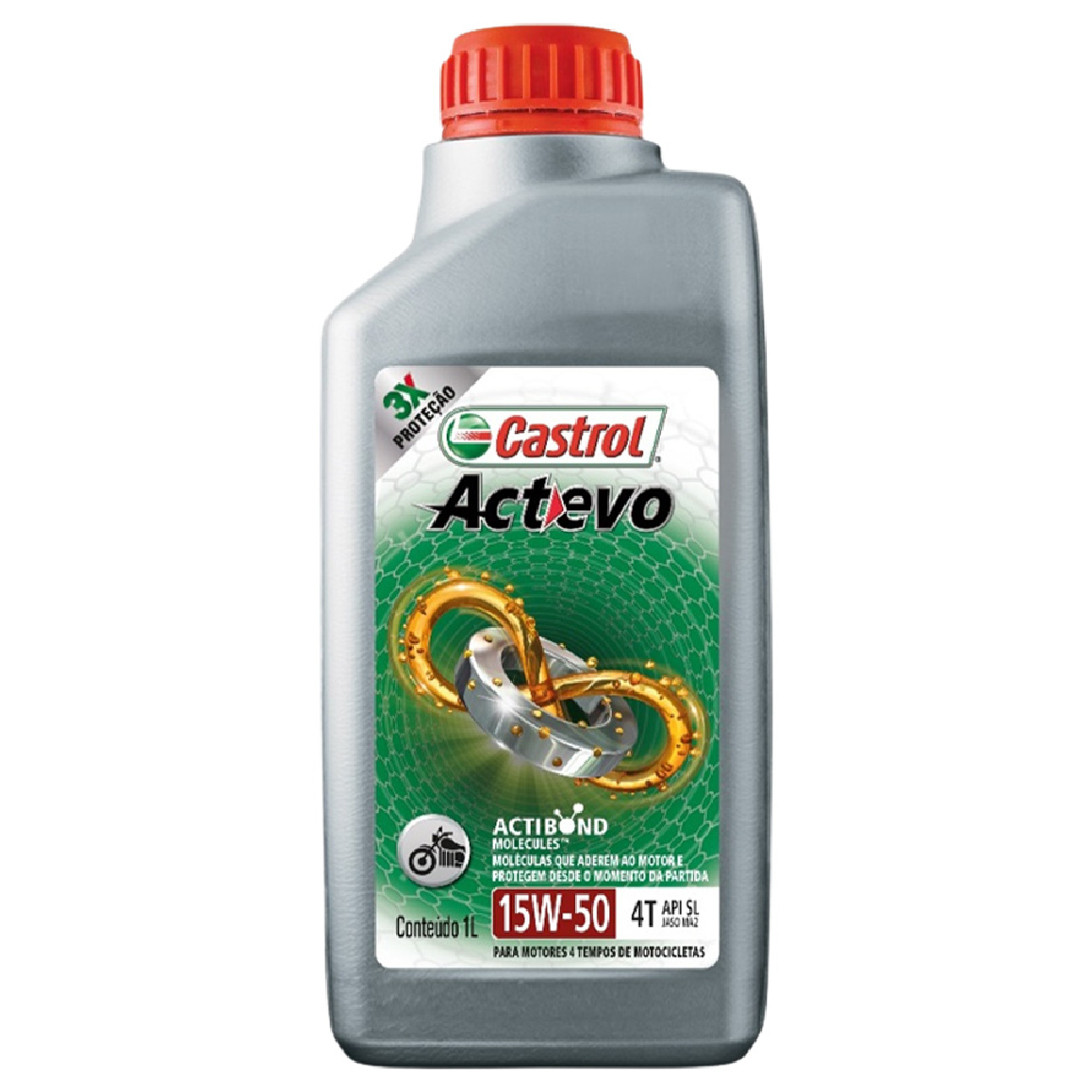 Óleo de Motor para Moto Actevo 4T 15W50 API SL Semissintético 1L - Castrol - 3431456 - (1)