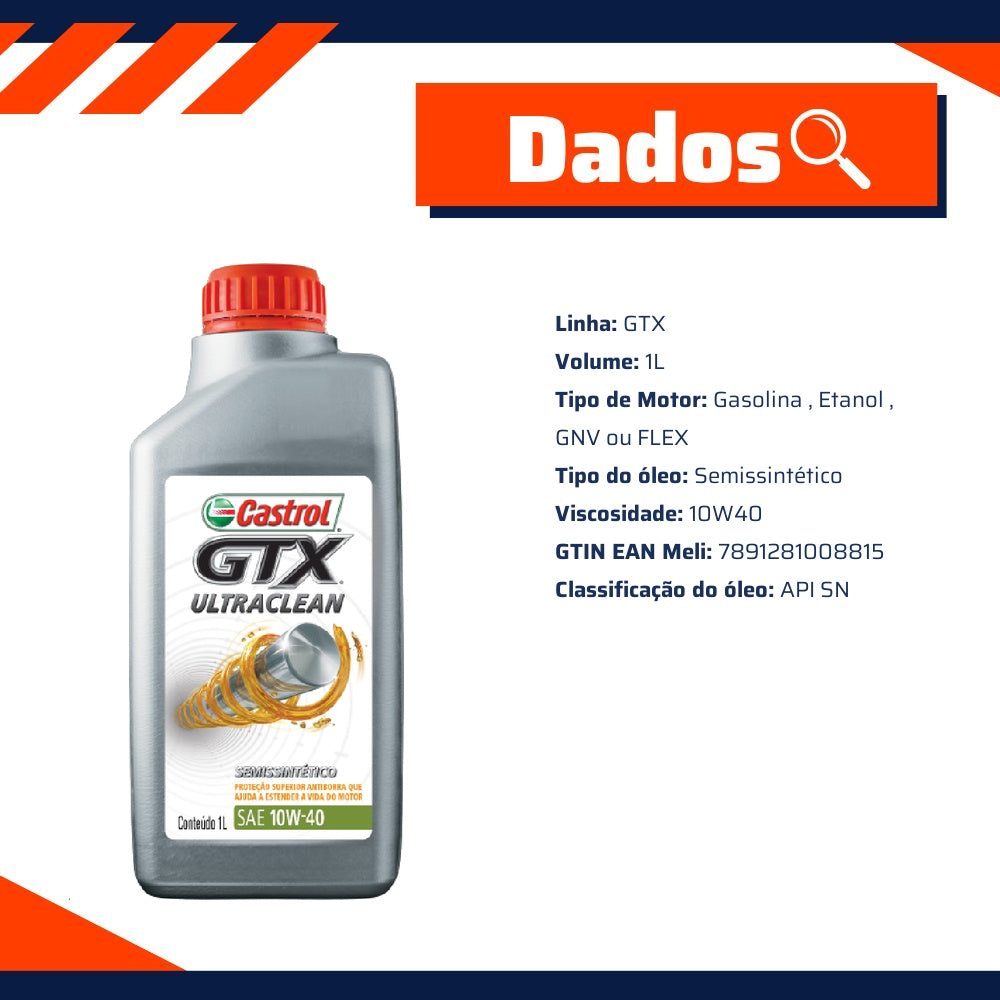 Kit Filtro e 5L Óleo Motor 10W40 GTX - Castrol / Wega - 3436727 / JFO-0598 - (3)