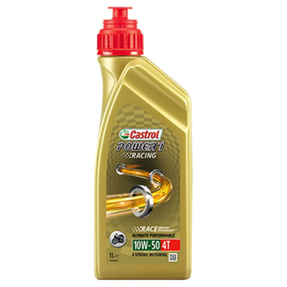 Óleo de Motor para Moto Power1 Racing 4T 10W50 API SN JASO MA-2 Sintético 1L - Castrol - 3381099 - (1)