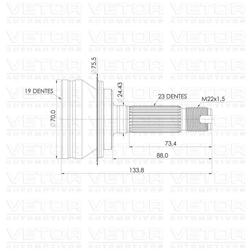 Junta Homocinética Direita ou Esquerda - Vetor - VT6003 - (4)