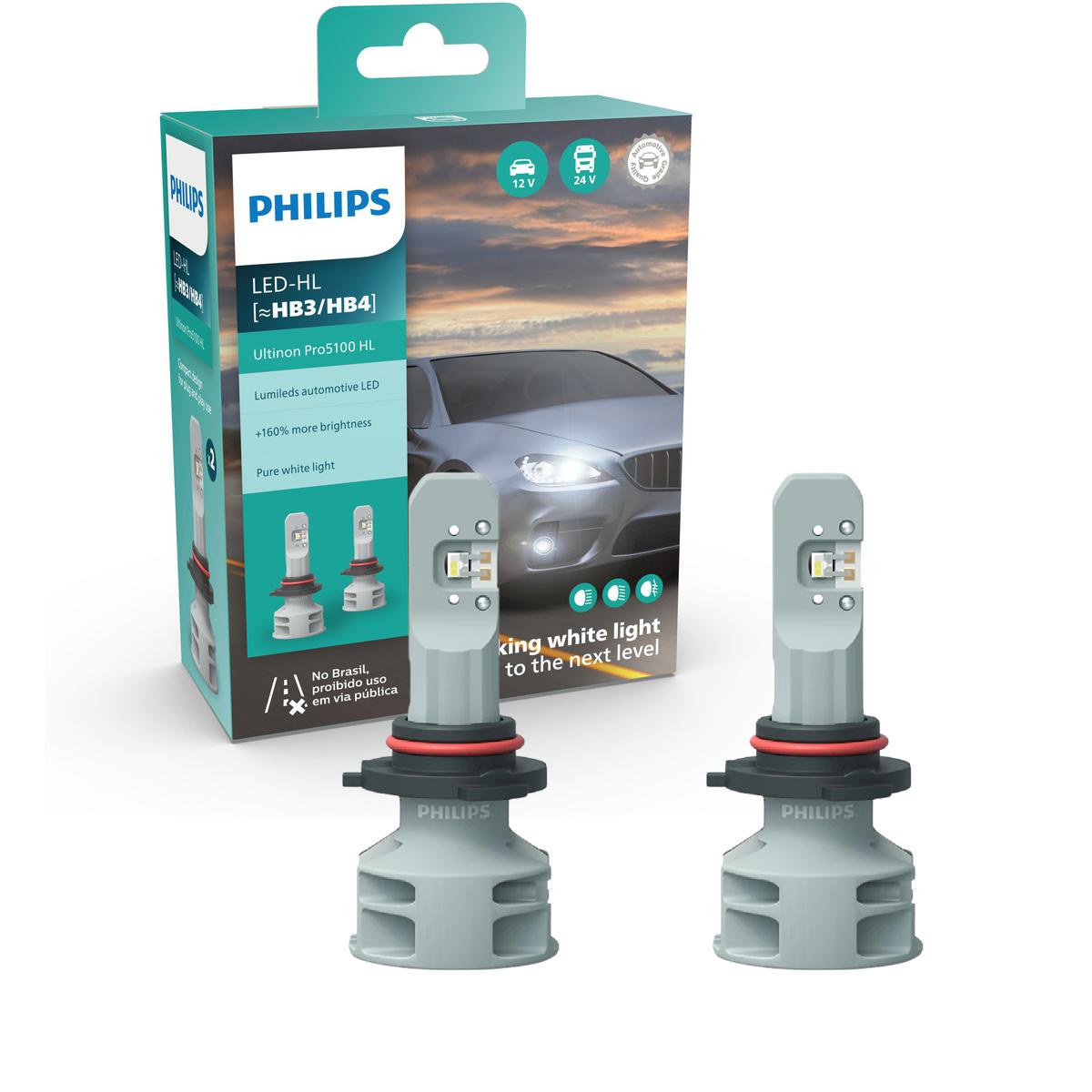 Par Lâmpada LED do Farol HB3/4 12V/24V ULTINON PRO 5100 - Philips - 11005U51X2 - (1)