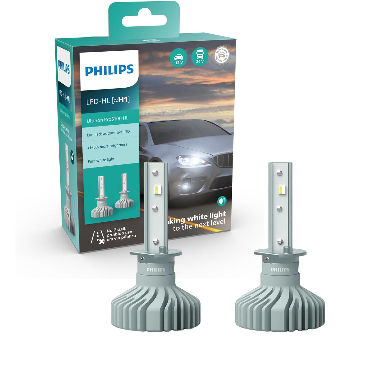 Par Lâmpada LED do Farol H1 12V/24V ULTINON PRO 5100 - Philips - 11258U51X2 - (1)