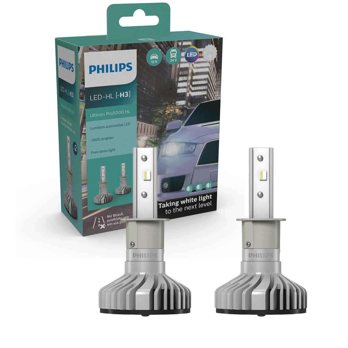 Par Lâmpada LED do Farol H3 12V/24V ULTINON PRO 5000 - Philips - 11336U50CWX2 - (1)