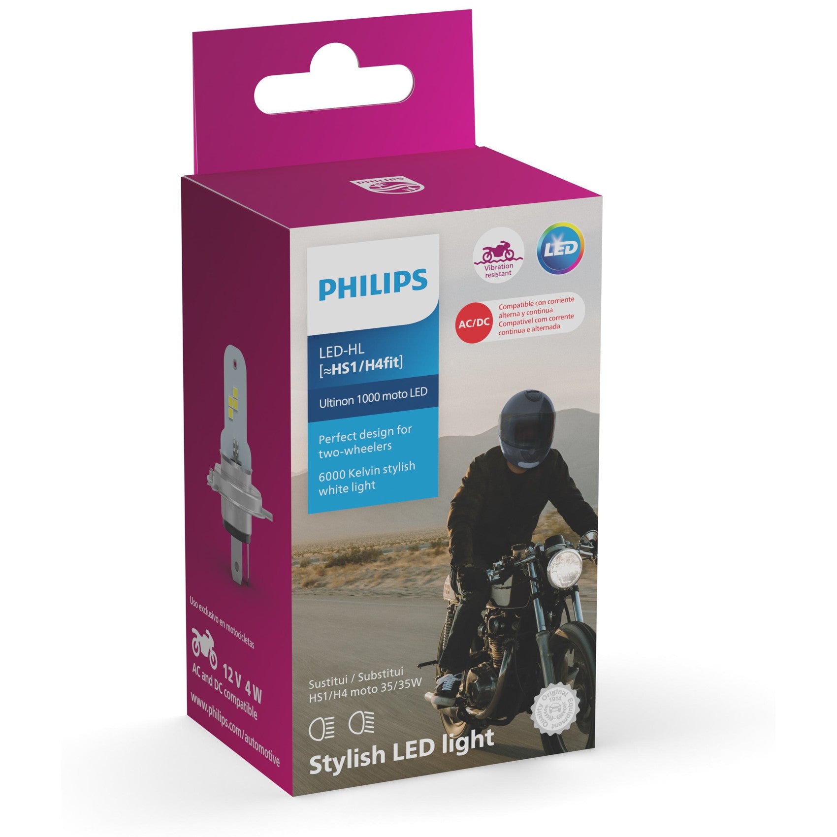 Lâmpada LED do Farol Moto M4fit/HS1 12V ULTINON 1000 - Philips - 11458U1MX1 - (4)
