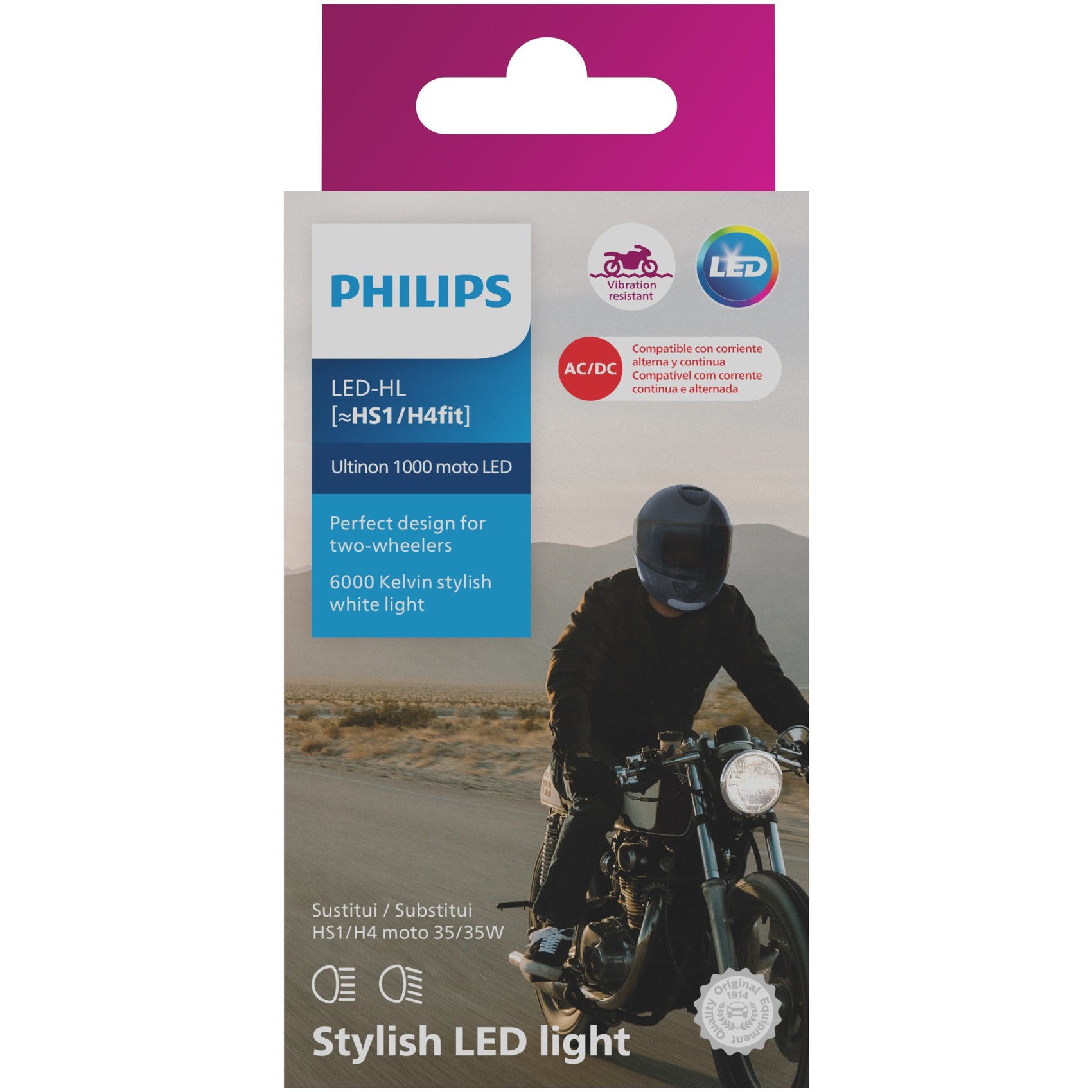 Lâmpada LED do Farol Moto M4fit/HS1 12V ULTINON 1000 - Philips - 11458U1MX1 - (5)