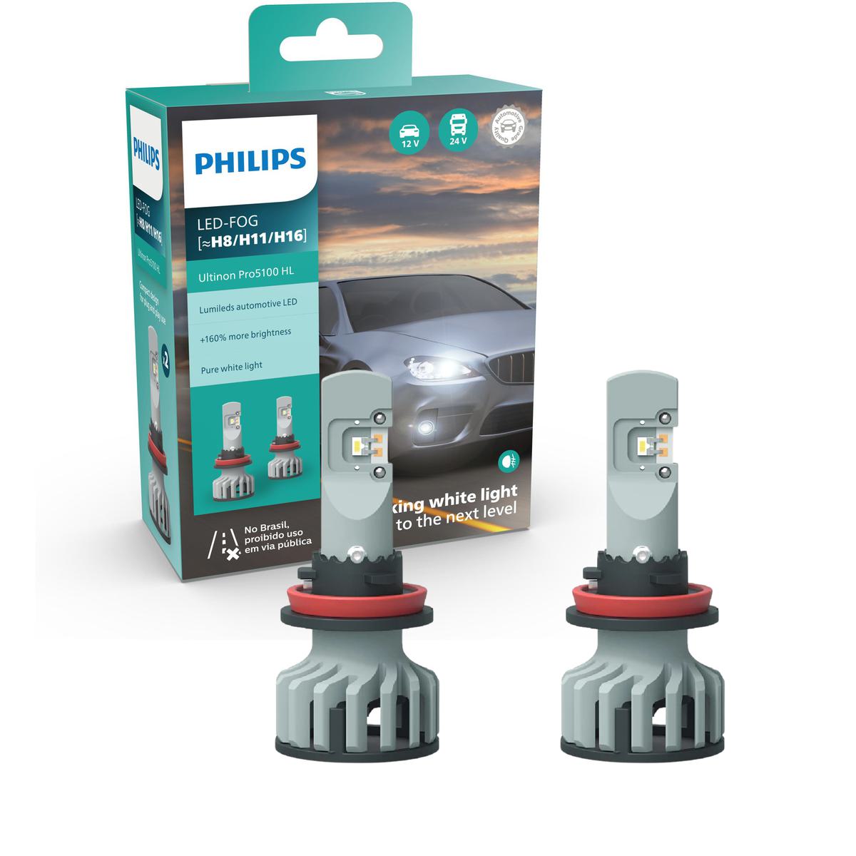 Par Lâmpada LED do Farol Neblina H8/H11/H16 12V/24V ULTINON - Philips - 11366U51X2 - (1)