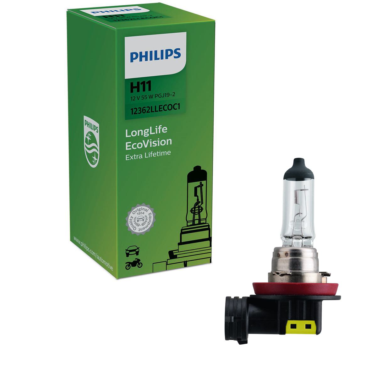 Lâmpada do Farol H11 12V LONG LIFE ECOVISION - Philips - 12362LLECOC1 - (1)