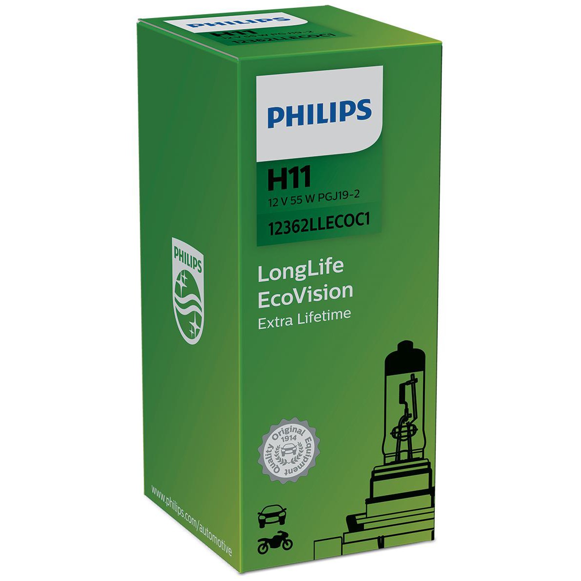 Lâmpada do Farol H11 12V LONG LIFE ECOVISION - Philips - 12362LLECOC1 - (4)