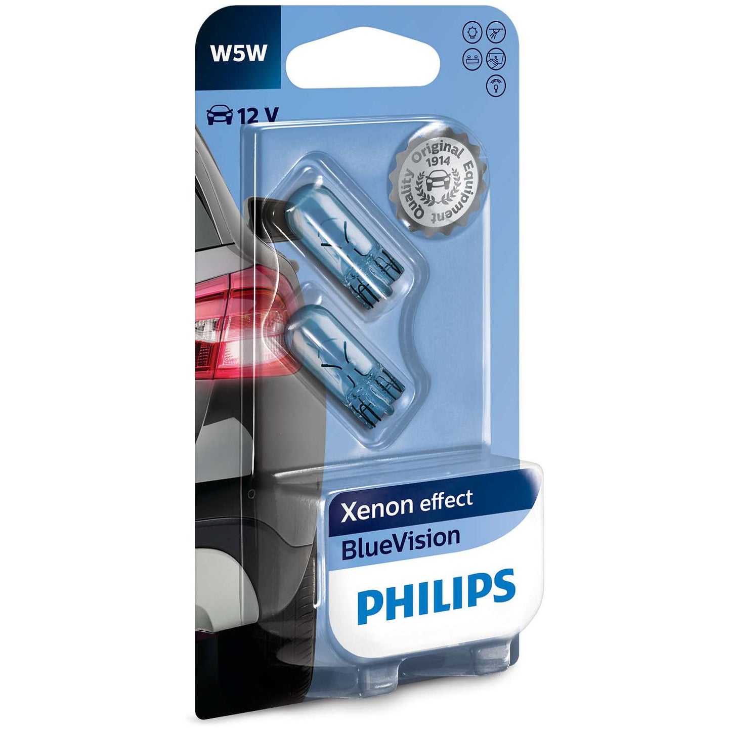 Par Lâmpada Farol W5W 12V Pingão Blue Vision - Philips - 12961BVB2 - (4)