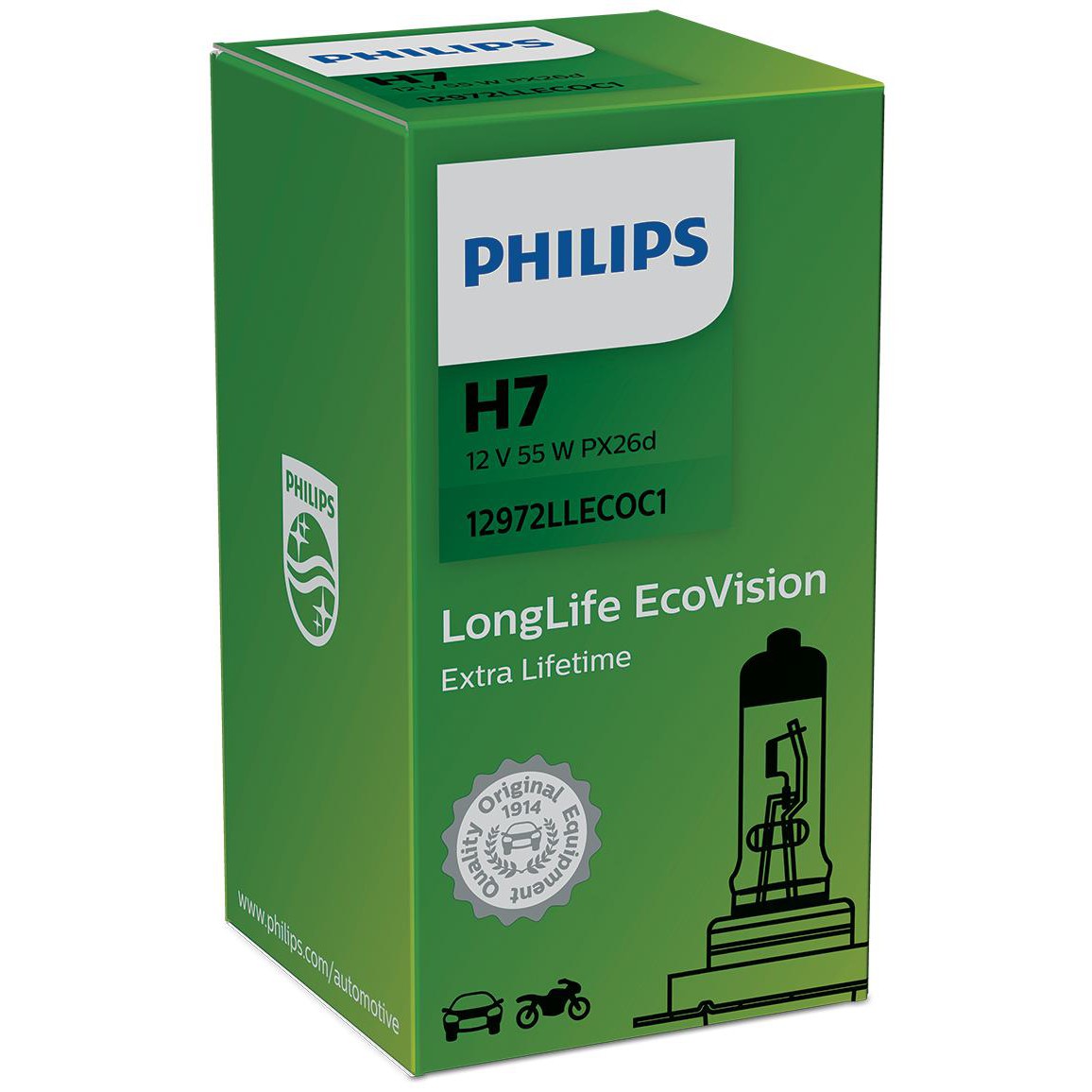 Lâmpada do Farol H7 12V LONG LIFE ECOVISION - Philips - 12972LLECOC1 - (4)