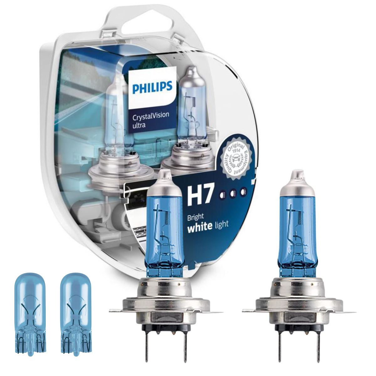 Kit Par Lâmpada H7 12V CRYSTAL VISION ULTRA e Par Pingão W5W - Philips - 12972CVUSM - (1)