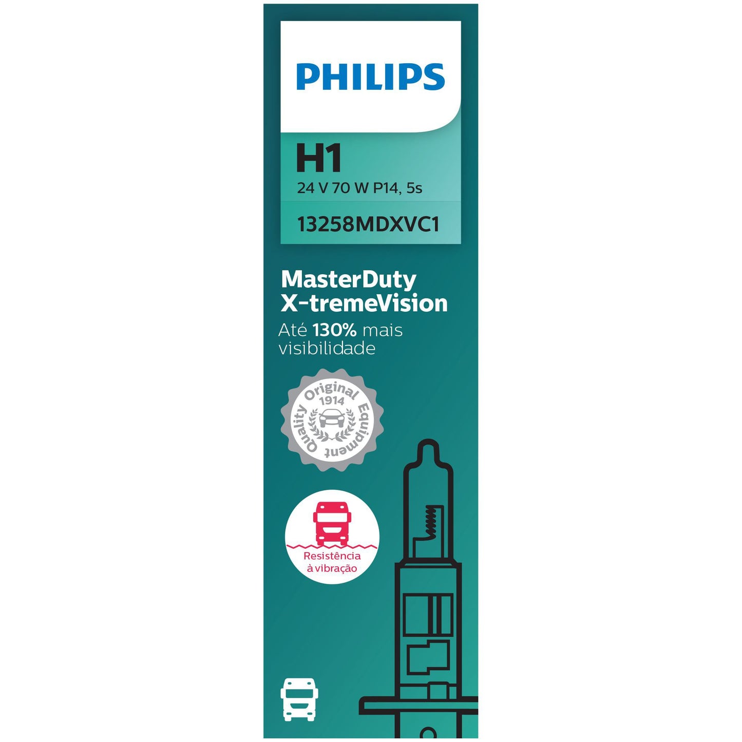 Lâmpada do Farol H1 24V MASTER DUTY X-TREME VISION - Philips - 13258MDXVC1 - (5)