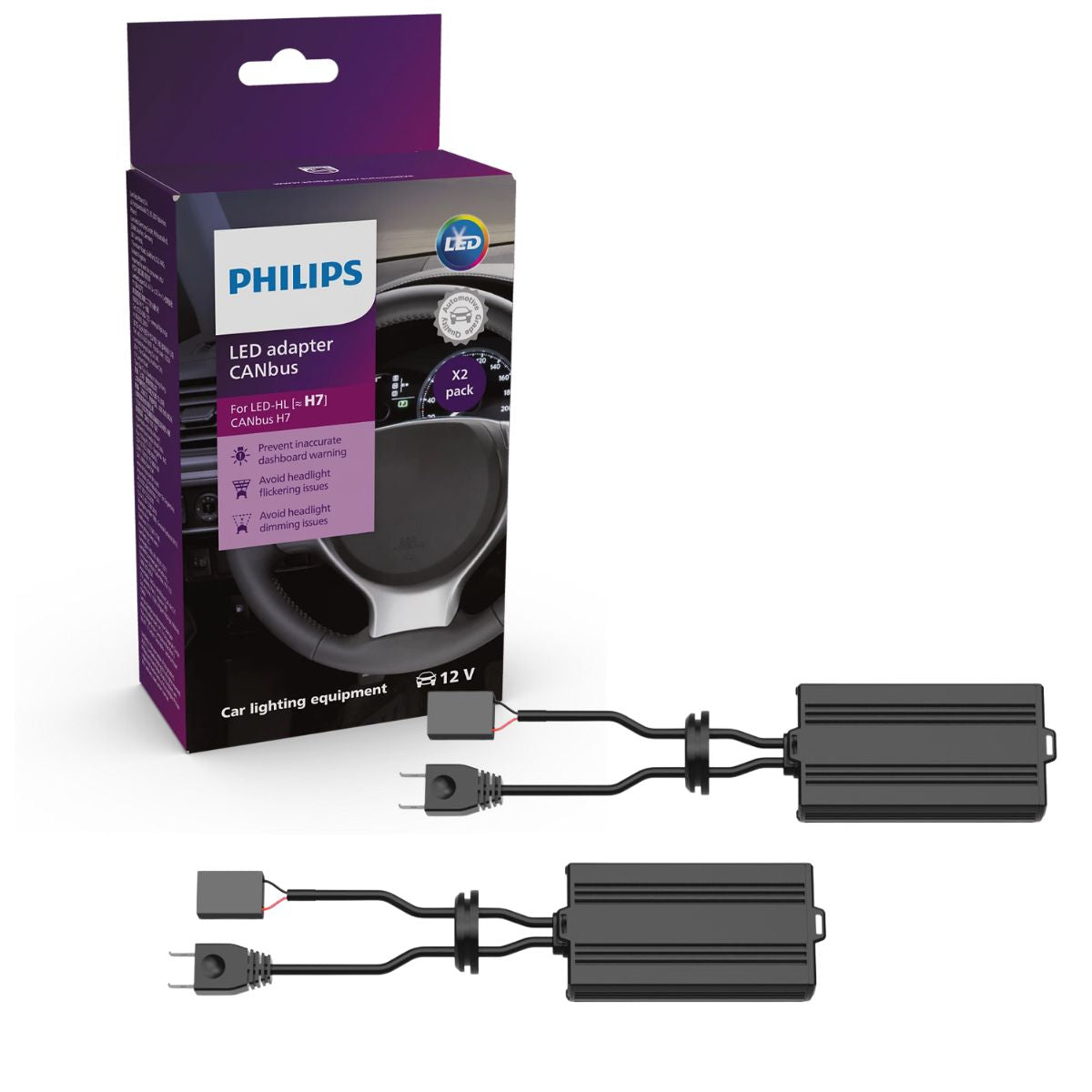 Par Adaptador Lâmpada Led Canceller Canbus H7 12V - Philips - 18952X2 - (1)