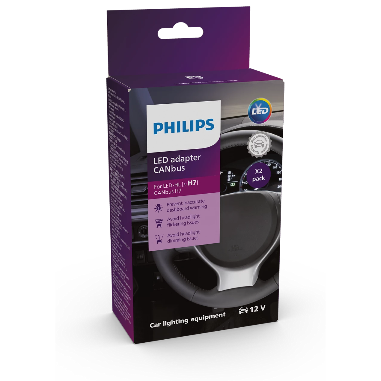 Par Adaptador Lâmpada Led Canceller Canbus H7 12V - Philips - 18952X2 - (3)